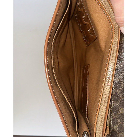 Authentic CELINE Macadam Canvas Clutch Bag PVC Leather Brown organizer vintage - Picture 12 of 16